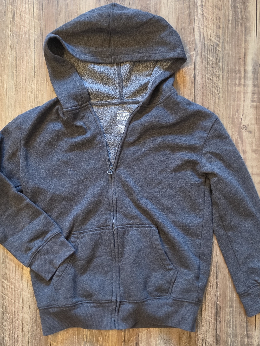 Jumping Beans Boys Size 7 Charcoal Gray Zip Up Hoodie Softest Fleece Sweatshirt